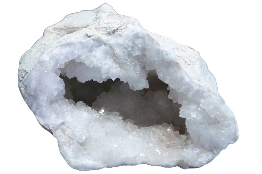 geode with small white crystals