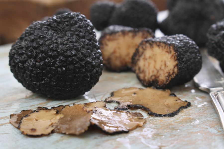 Sliced black truffle