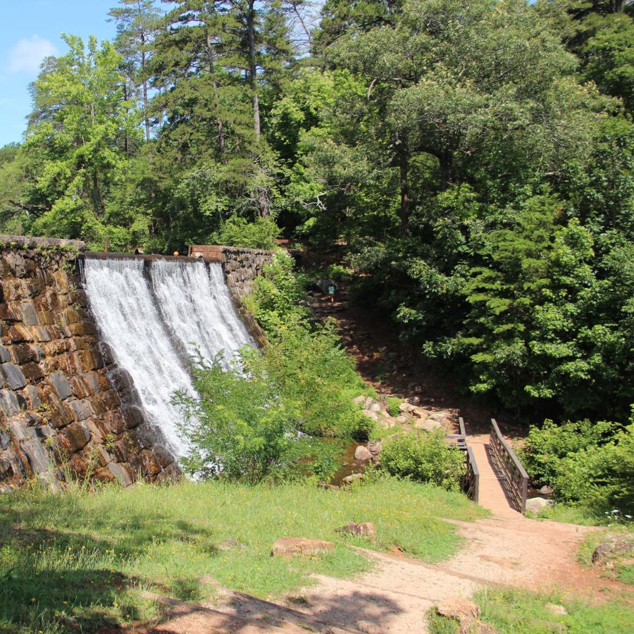 dam and foot bridge in Paris Mountain State Park, South Carolina