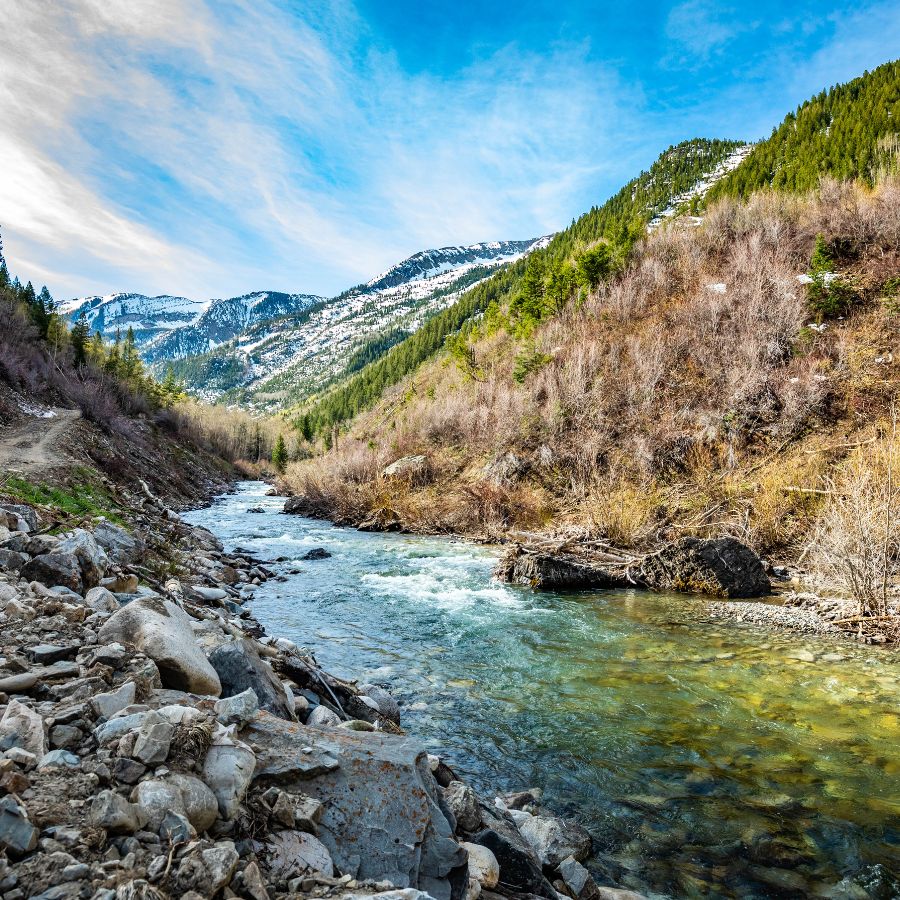 stream and mountains in White River National Forest, Colorado