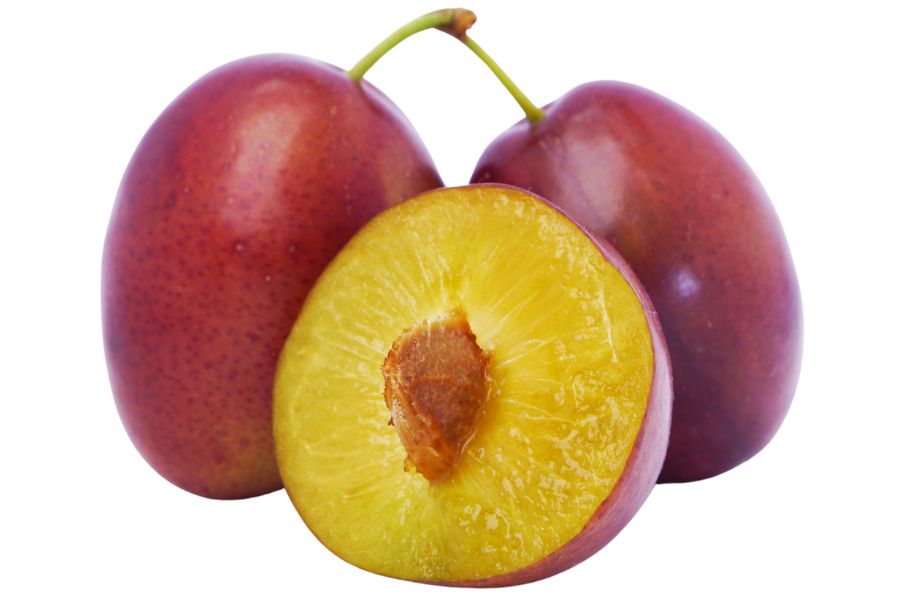 three plum fruits