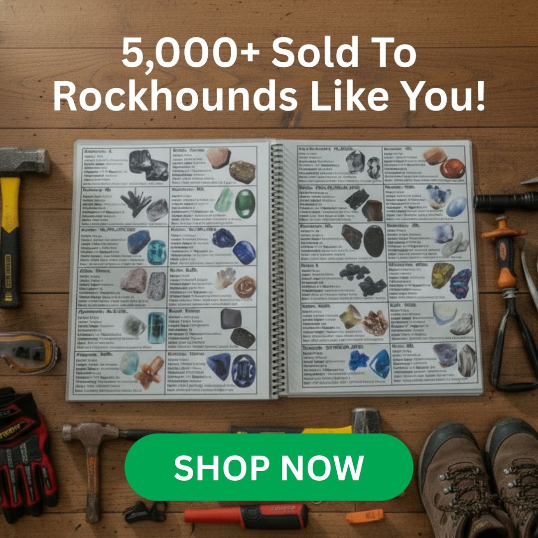 Rocks and Minerals field guide surrounded by tools