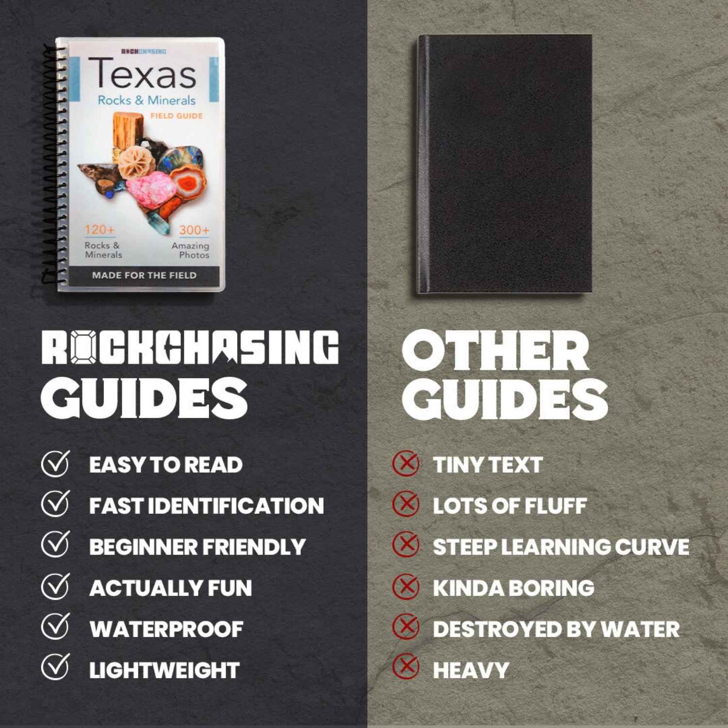 Comparison chart between Texas field guide and other guides