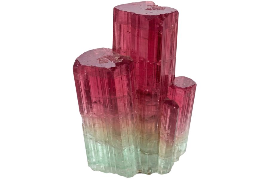 Pink and green tourmaline crystal from California