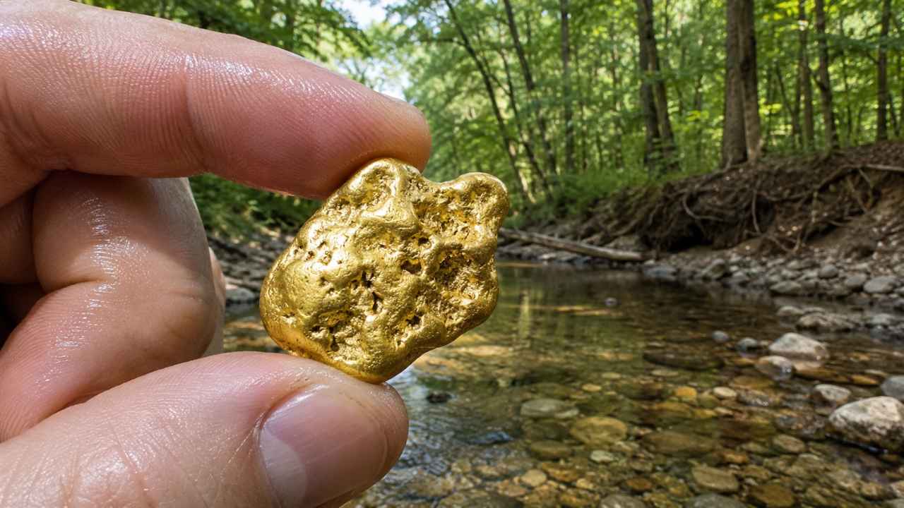 Gold nugget found in a stream