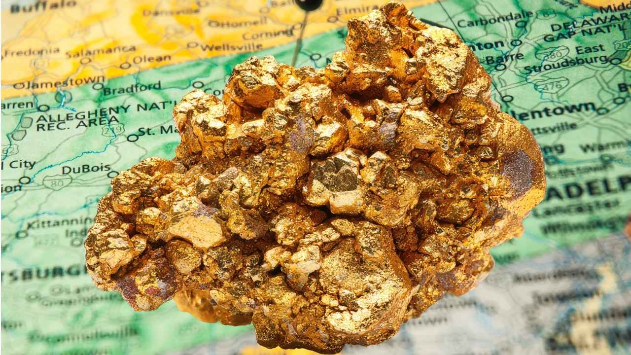 A gold nugget from the state of Pennsylvania